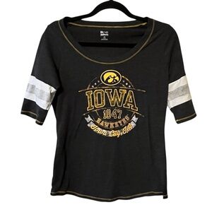 Iowa Hawkeyes Knight Apparel Women's Jersey Raglan T-Shirt - Heather Gray - Smal